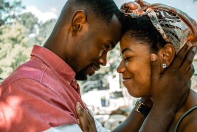 Couple forehead touching